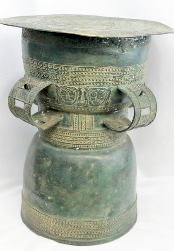 Balinese Rain Drum Bronze side table Lost Wax Garden Decor Handmade Bali art
