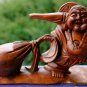 Lucky Traveling Buddha Hotei Wood Carving Statue handmade Bali art