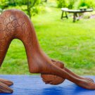 Yoga Mermaid Statue Downward dog wood carving Asana Balinese Art