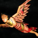 Flying Dewi Sri Goddess Demon Chaser Mobile Winged Carved Wood Bali art red 12"