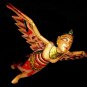 Flying Dewi Sri Goddess Demon Chaser Mobile Winged Carved Wood Bali art red 12"