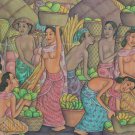 Balinese Painting Village Life hand painted canvas Ubud Acrylic art signed