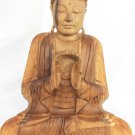 Buddha Wishing Jewel Mudra Sculpture Hand Carved Suar Wood Statue Balinese Art