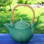 Frog Teapot on Banana leaf handmade Balinese Green Celadon Art Pottery Stoneware