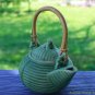 Frog Teapot on Banana leaf handmade Balinese Green Celadon Art Pottery Stoneware