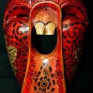 Balinese Screaming Demon Mask Tattoo Face Bali Wall Art hand carved wood red