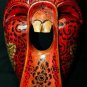 Balinese Screaming Demon Mask Tattoo Face Bali Wall Art hand carved wood red