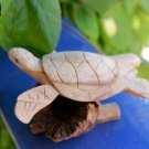 Sea Turtle Statue Parasite Wood Carving Mushroom Hand carved Sealife Bali art