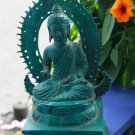Protection Buddha Lotus Pose Under Umbrella Bronze Handmade sculpture Bali Art