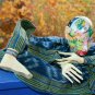Buddha Garden Tattoo Doll Posable Figure Hand carved painted wood Bali art