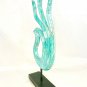 Buddha Blessing Mudra Hand Sculpture washed teal Hand Carved Wood Bali Art Decor