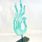 Buddha Blessing Mudra Hand Sculpture washed teal Hand Carved Wood Bali Art Decor