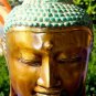 Peaceful Buddha Bronze Bust Statue Balinese art Lost Wax Cast Sculpture Green