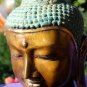 Peaceful Buddha Bronze Bust Statue Balinese art Lost Wax Cast Sculpture Green