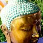 Peaceful Buddha Bronze Bust Statue Balinese art Lost Wax Cast Sculpture Green