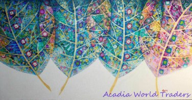 Leaf Abstract Canvas Painting wall art Acrylic Klimt inspired Bali Art Signed