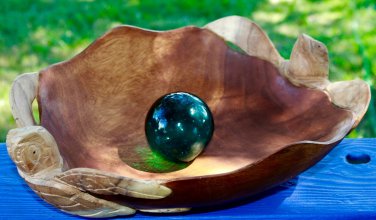 Nautical Twin Sea Turtle Fruit Bowl Centerpiece hand Carved Suar Wood Bali Art