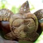 Nautical Twin Sea Turtle Fruit Bowl Centerpiece hand Carved Suar Wood Bali Art