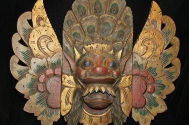 Barong Singa Mask Boma Hand Carved Wood Balinese Indonesian Folk art