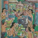 Balinese Village Life Painting Acrylic Canvas Bali Wall art signed Ubud