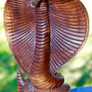 Hooded Cobra Snake Statue Sculpture Handmade Carved suar wood Bali Art 8"