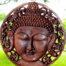 Serene Buddha Wall sculpture Round Panel Hand Carved Wood Balinese art Serene Buddha Wall sculpture Round Panel Hand Carved Wood Balinese art