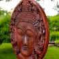 Serene Buddha Wall sculpture Round Panel Hand Carved Wood Balinese art