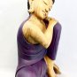 Thoughtful Thinking Buddha Statue Sculpture handmade Carved Wood Balinese Art