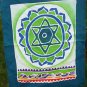 Chakra meditation Prayer Flag Bali Yoga garden banner Balinese Batik Art Teal
