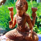 Lakshmi Lotus Statue Goddess Prosperity Carved Wood Bali Hindu Art Sculpture