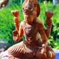 Lakshmi Lotus Statue Goddess Prosperity Carved Wood Bali Hindu Art Sculpture