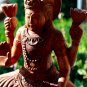 Lakshmi Lotus Statue Goddess Prosperity Carved Wood Bali Hindu Art Sculpture