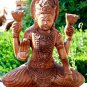 Lakshmi Lotus Statue Goddess Prosperity Carved Wood Bali Hindu Art Sculpture