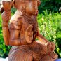 Lakshmi Lotus Statue Goddess Prosperity Carved Wood Bali Hindu Art Sculpture