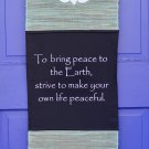 Positive Affirmation Wall Hanging Banner Peace on Earth Lotus Handmade Bali Art