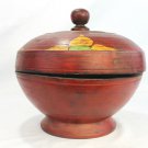 Vintage Balinese Dulang Offering Bowl w/ cover Hand carved wood Bali Folk Art