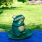 Meditating Buddha Frog Lily Pad Hand Carved wood Painted  Bali Folk Art