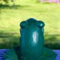 Meditating Buddha Frog Lily Pad Hand Carved wood Painted Bali Folk Art
