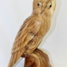 Wise Owl Perching Statue Wood Carving Rustic Hand Carved Sculpture Bali art