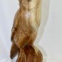 Wise Owl Perching Statue Wood Carving Rustic Hand Carved Sculpture Bali art