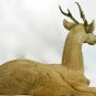 Old Deer Stag Altar Figure Hand Carved Teak Wood Indonesian folk art statue