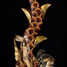 Balinese Mermaid Wall Sculpture Panel Hand Carved Wood Folk Art Red Right