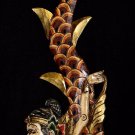 Balinese Mermaid Wall Sculpture Panel Hand Carved Wood Bali Folk Art Red left