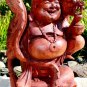 Prosperity Laughing Buddha and Dragon Statue Balinese hand carved wood Art