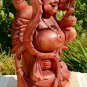 Prosperity Laughing Buddha and Dragon Statue Balinese hand carved wood Art