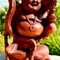 Prosperity Laughing Buddha and Dragon Statue Balinese hand carved wood Art