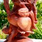 Prosperity Laughing Buddha and Dragon Statue Balinese hand carved wood Art