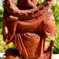 Prosperity Laughing Buddha and Dragon Statue Balinese hand carved wood Art