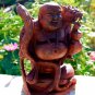 Prosperity Laughing Buddha and Dragon Statue Balinese hand carved wood Art