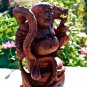 Prosperity Laughing Buddha and Dragon Statue Balinese hand carved wood Art
